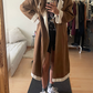 70's Style Feux Suede Shearling Coat