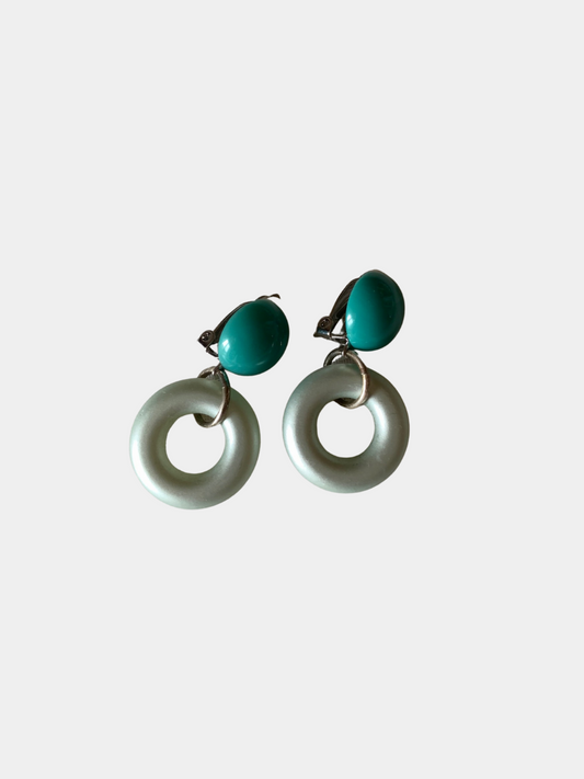 Green Loop Clip On Earrings