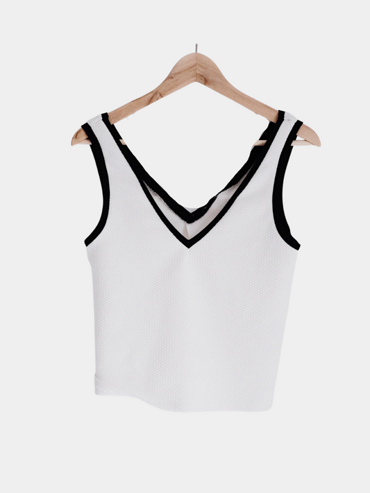 B/W V Neck Tank