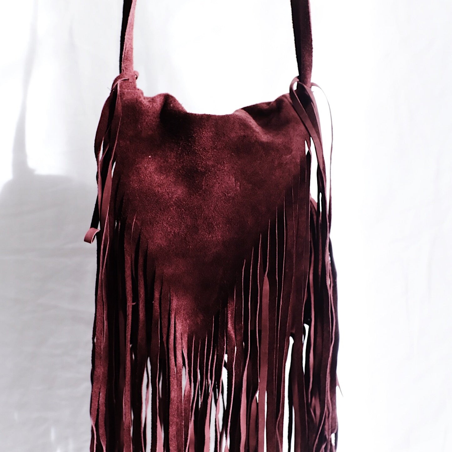 Dark Purple Handmade Suede Tassle Bag