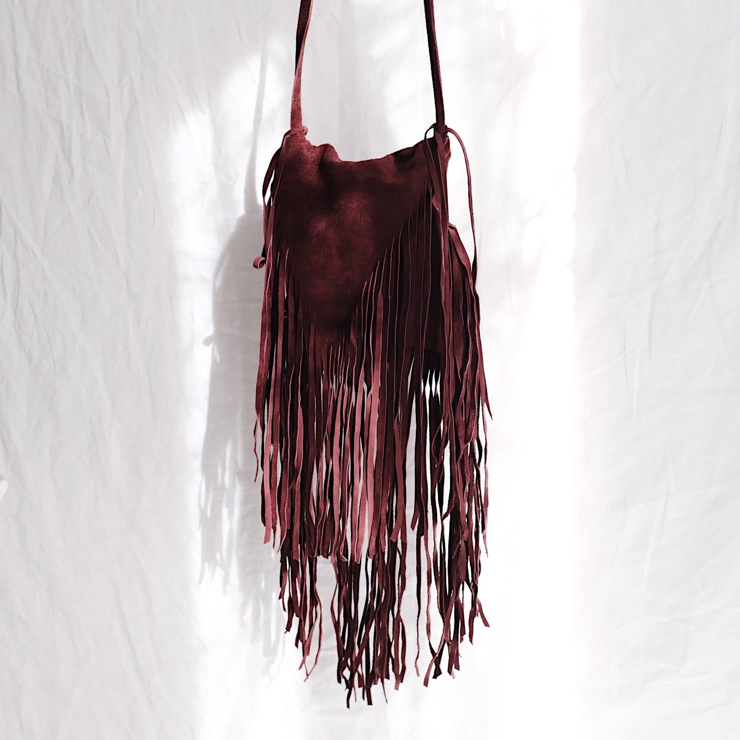 Dark Purple Handmade Suede Tassle Bag